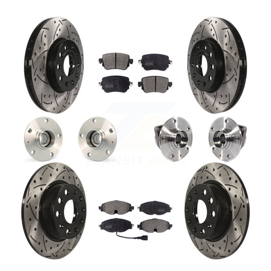 Hub Bearing Coated Brake Rotor And Pad Front Rear Kit (10Pc) For Volkswagen Golf