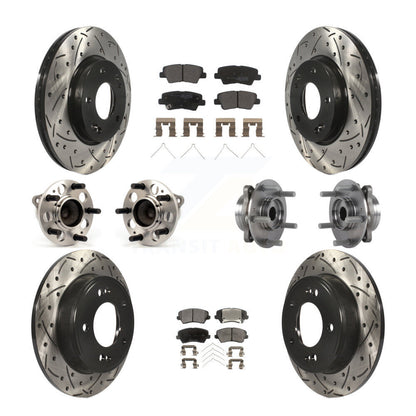 Hub Bearing Coat Brake Rotor Pad Front Rear Kit (10Pc) For 17 Hyundai Elantra GT