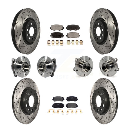 Hub Bearing Coated Brake Rotor & Pads Front Rear Kit (10Pc) For Chrysler 200 FWD