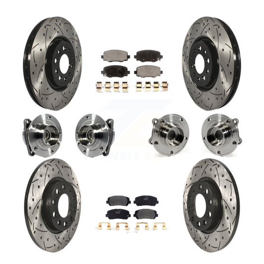 Hub Bearing Coated Brake Rotor & Pads Front Rear Kit (10Pc) For Chrysler 200 FWD