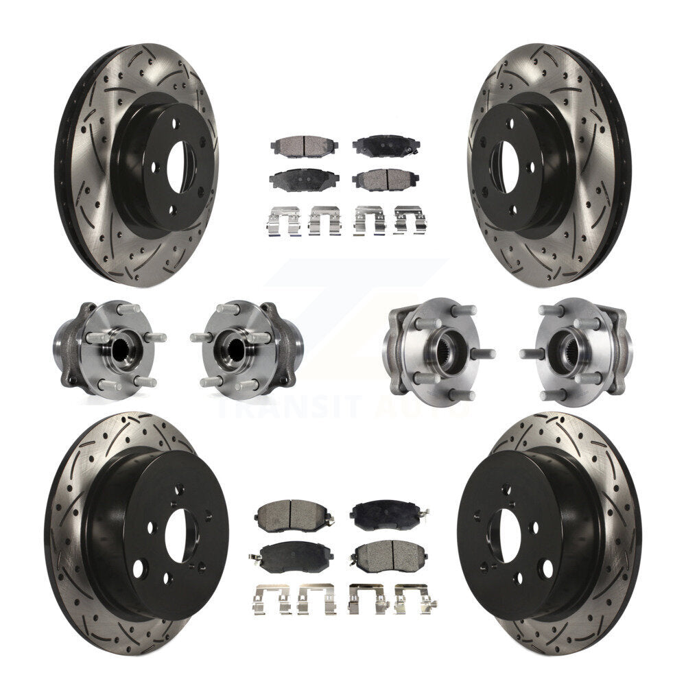 Hub Bearing Coated Disc Brake Rotor Pad Front Rear Kit (10Pc) For Subaru Impreza