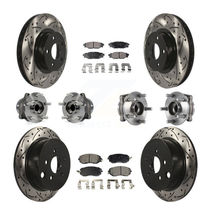 Hub Bearing Coated Disc Brake Rotor Pad Front Rear Kit (10Pc) For Subaru Impreza