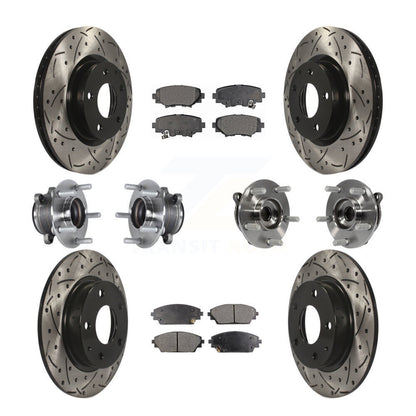 Hub Bearing Coated Disc Brake Rotor Pads Front Rear Kit (10Pc) For Mazda 3 Sport