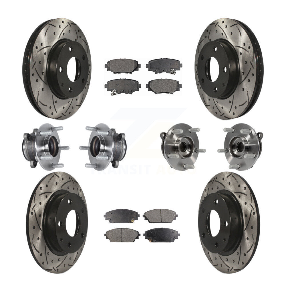 Hub Bearing Coated Disc Brake Rotor Pads Front Rear Kit (10Pc) For Mazda 3 Sport