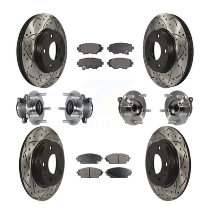 Hub Bearing Coated Disc Brake Rotor Pads Front Rear Kit (10Pc) For Mazda 3 Sport