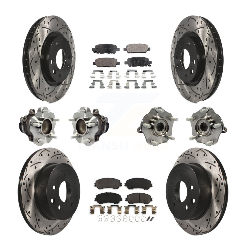 Hub Bearing Coated Brake Rotor Pads Front Rear Kit (10Pc) For Nissan Rogue Sport