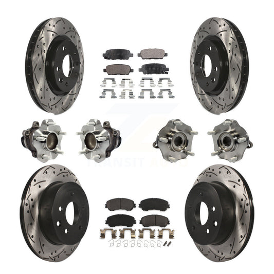 Hub Bearing Coated Brake Rotor Pads Front Rear Kit (10Pc) For Nissan Rogue Sport