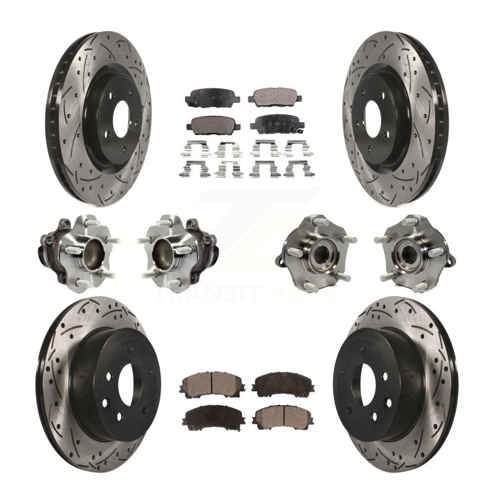 Hub Bearing Coated Disc Brake Rotor & Pad Front Rear Kit (10Pc) For Nissan Rogue