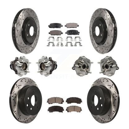 Hub Bearing Coated Disc Brake Rotor & Pad Front Rear Kit (10Pc) For Nissan Rogue