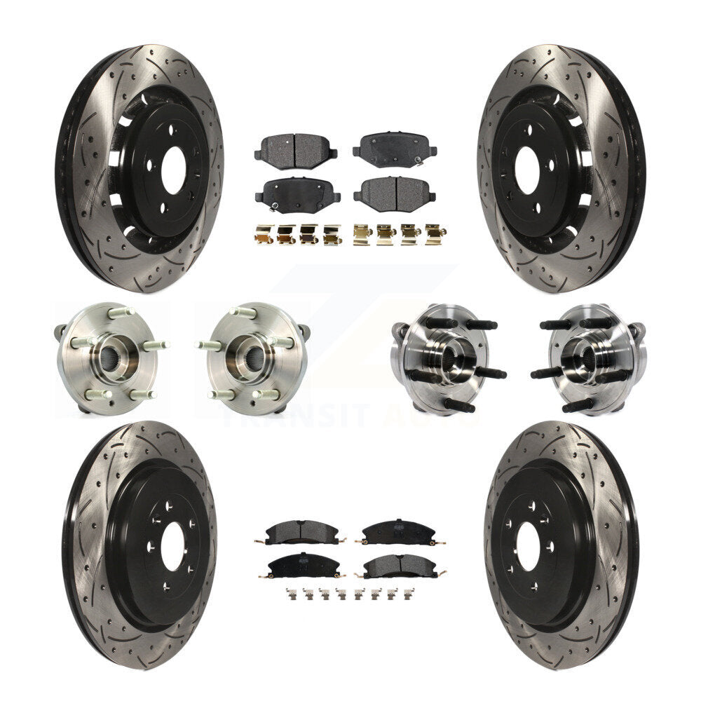 Hub Bearing Coated Brake Rotor Pads Front Rear Kit (10Pc) For Ford Taurus Police