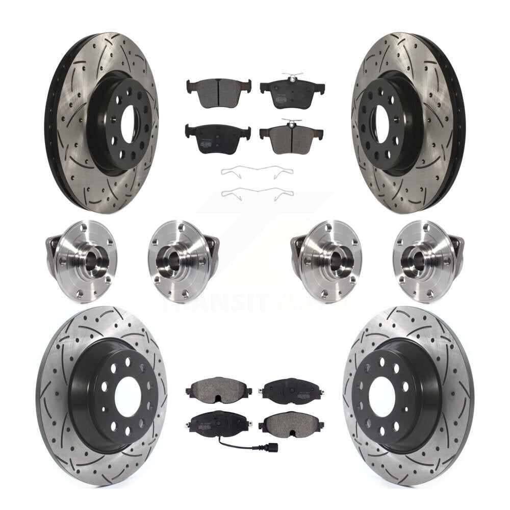Hub Bearing Coated Brake Rotor And Pad Front Rear Kit (10Pc) For Audi TT Quattro