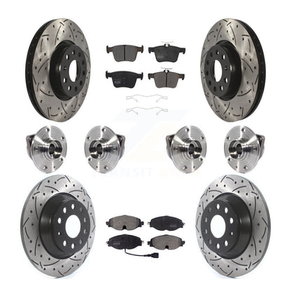 Hub Bearing Coated Brake Rotor And Pad Front Rear Kit (10Pc) For Audi TT Quattro