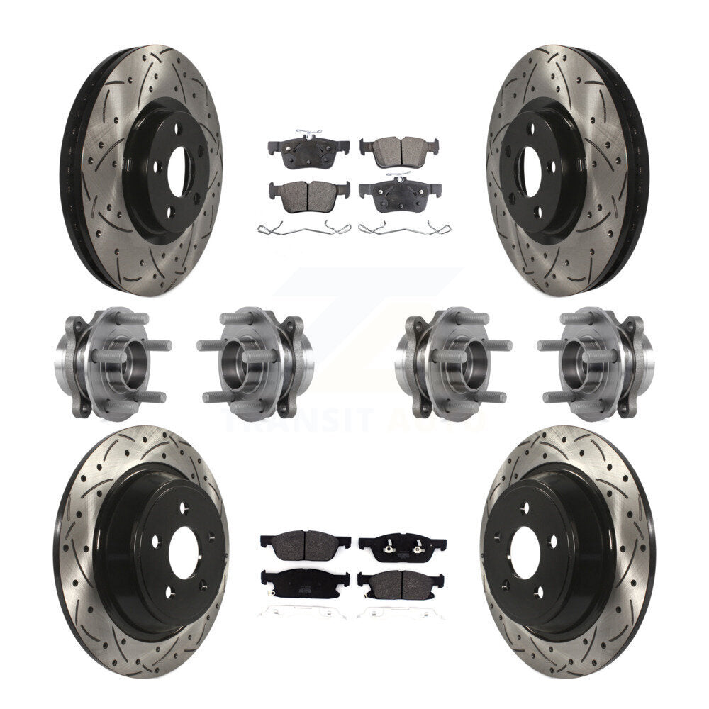 Hub Bearing Coated Brake Rotor Pad Front Rear Kit (10Pc) For Lincoln Continental