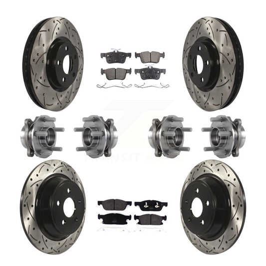 Hub Bearing Coated Brake Rotor Pad Front Rear Kit (10Pc) For Lincoln Continental