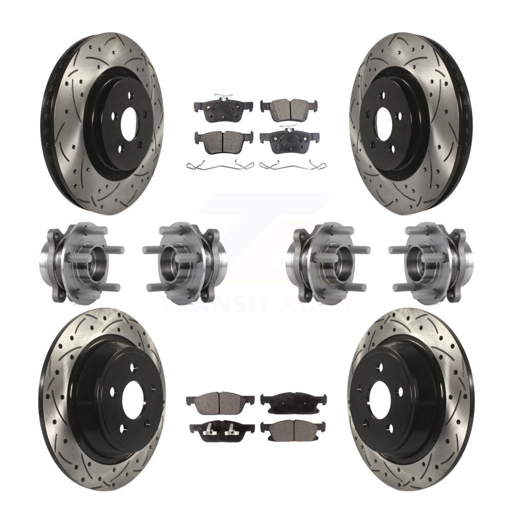 Hub Bearing Coat Brake Rotor Pad Front Rear Kit (10Pc) For Ford Edge Lincoln MKX