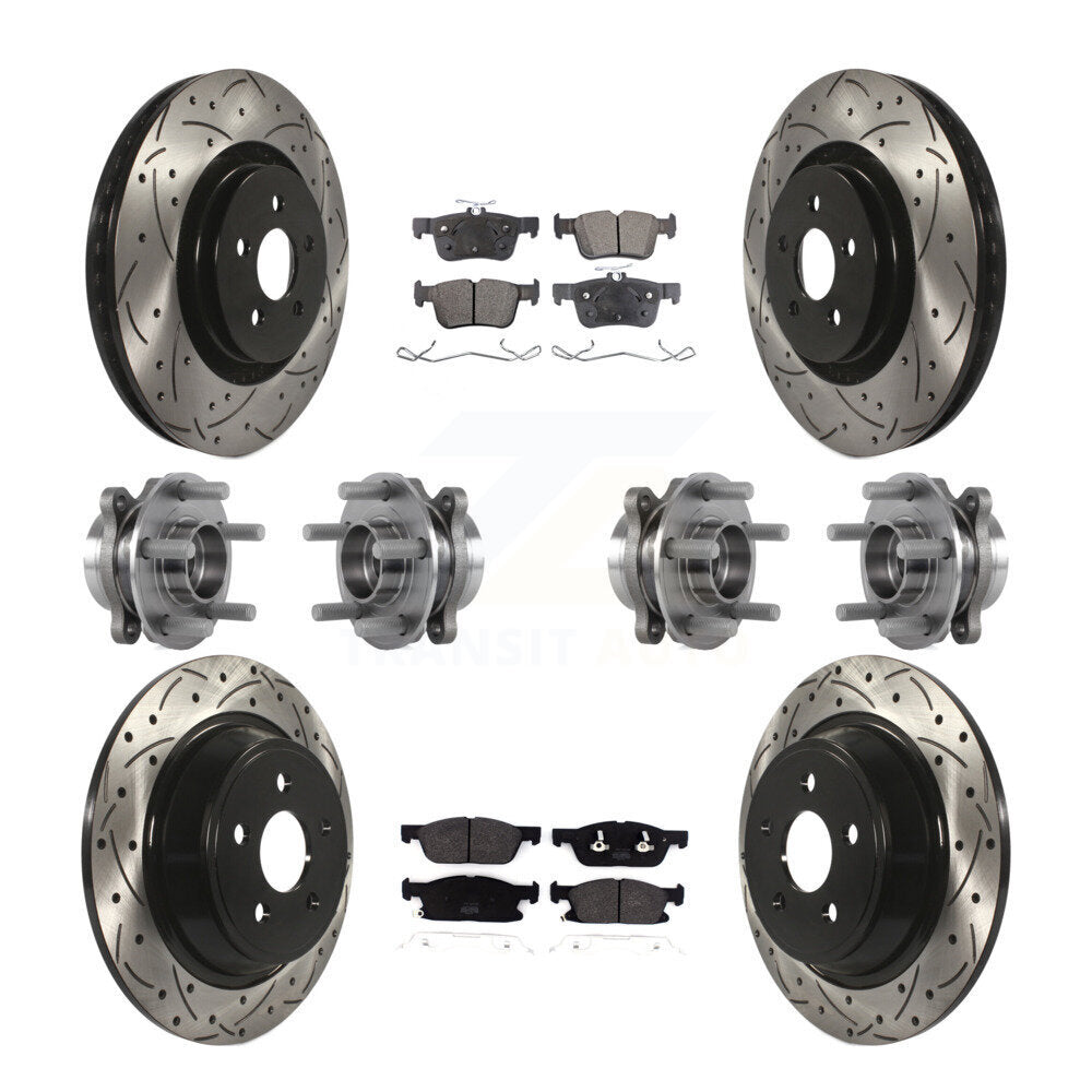 Hub Bearing Coated Brake Rotor Pad Front Rear Kit (10Pc) For Lincoln Continental