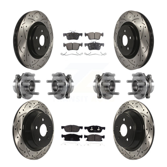 Hub Bearing Coated Brake Rotor Pad Front Rear Kit (10Pc) For Lincoln Continental