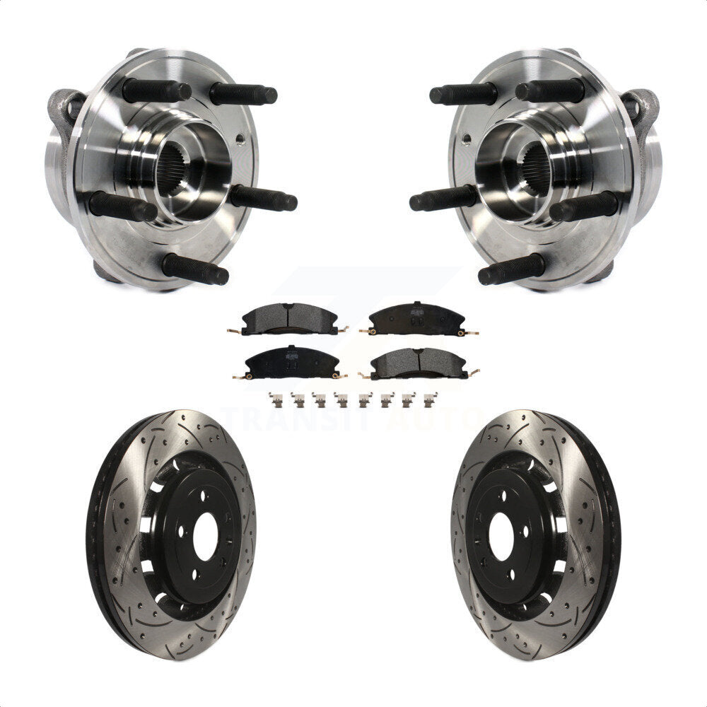 Hub Bearing Drilled Slot Brake Rotor Pads Front Kit For Ford Taurus Police Sedan