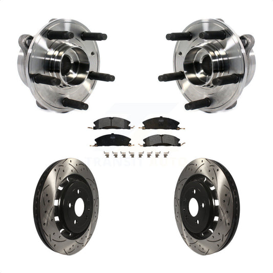 Hub Bearing Drilled Slot Brake Rotor Pads Front Kit For Ford Taurus Police Sedan