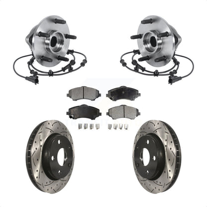 Hub Bearing Assembly Coat Drill Slot Brake Rotor Pad Front Kit For Jeep Wrangler