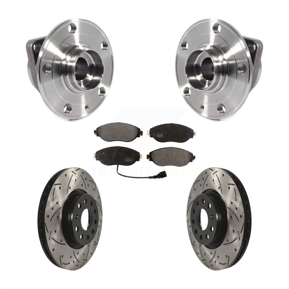 Hub Bearing Coat Drill Slot Brake Rotor Pads Front Kit For Volkswagen GTI Arteon