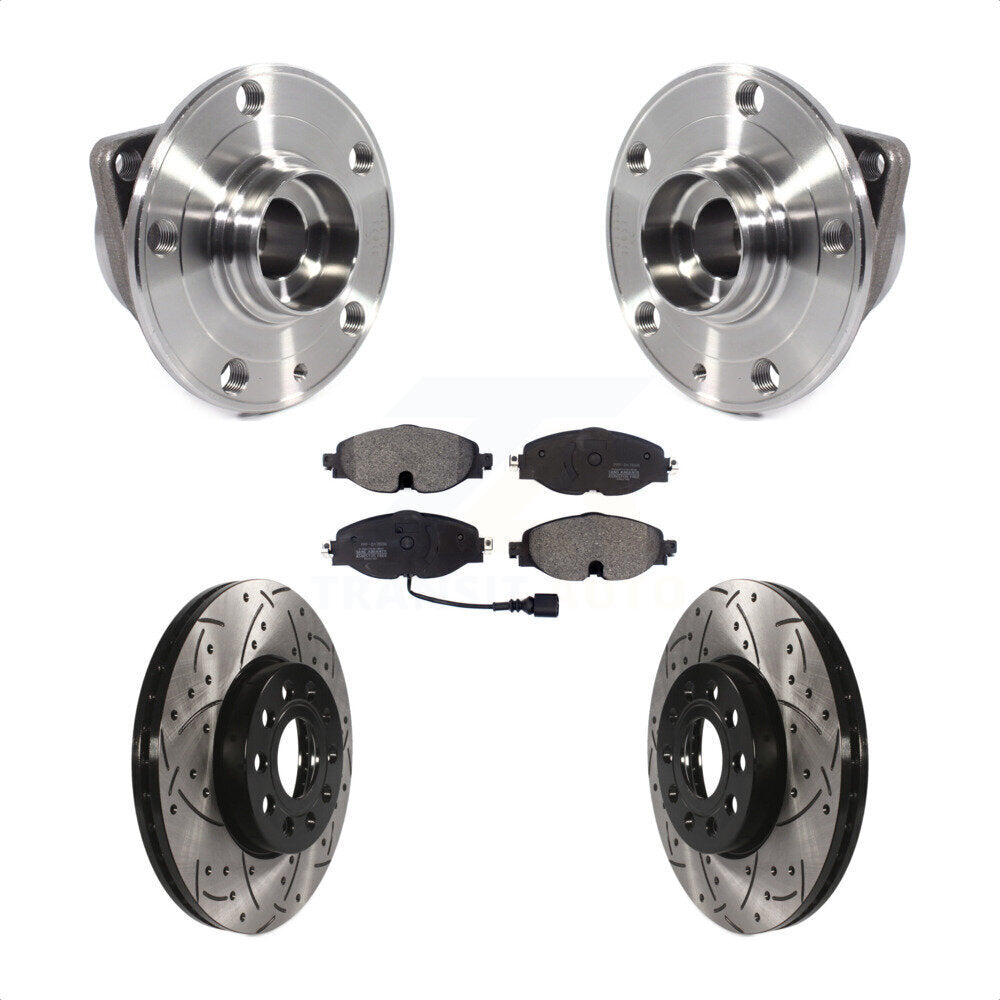 Hub Bearing Drill Slot Brake Rotor Pads Front Kit For Volkswagen Jetta Taos Golf