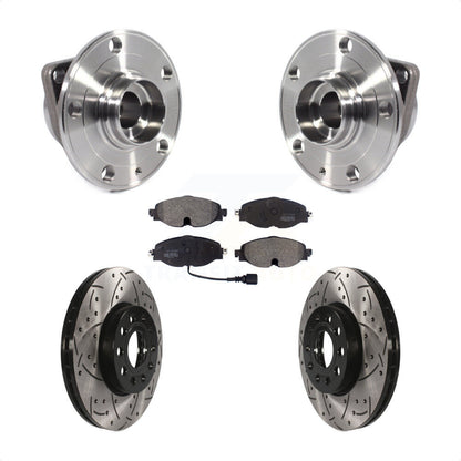 Hub Bearing Drill Slot Brake Rotor Pads Front Kit For Volkswagen Jetta Taos Golf