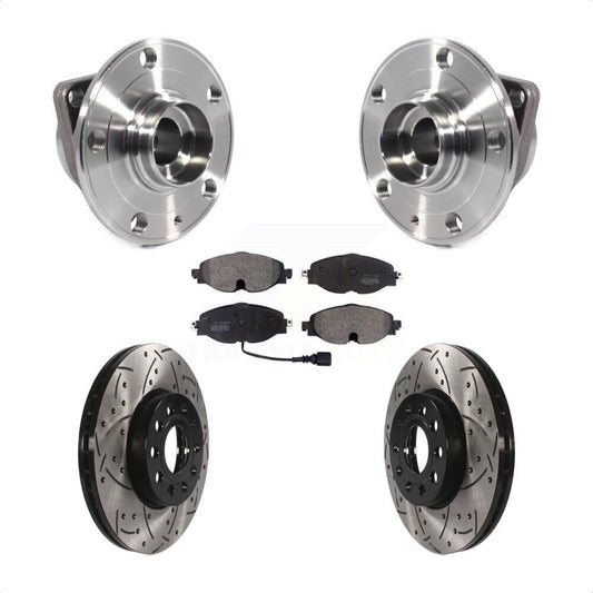 Hub Bearing Drill Slot Brake Rotor Pads Front Kit For Volkswagen Jetta Taos Golf