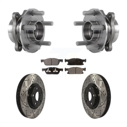 Hub Bearing Assembly Coated Drilled Slot Brake Rotor Pad Front Kit For Ford Edge