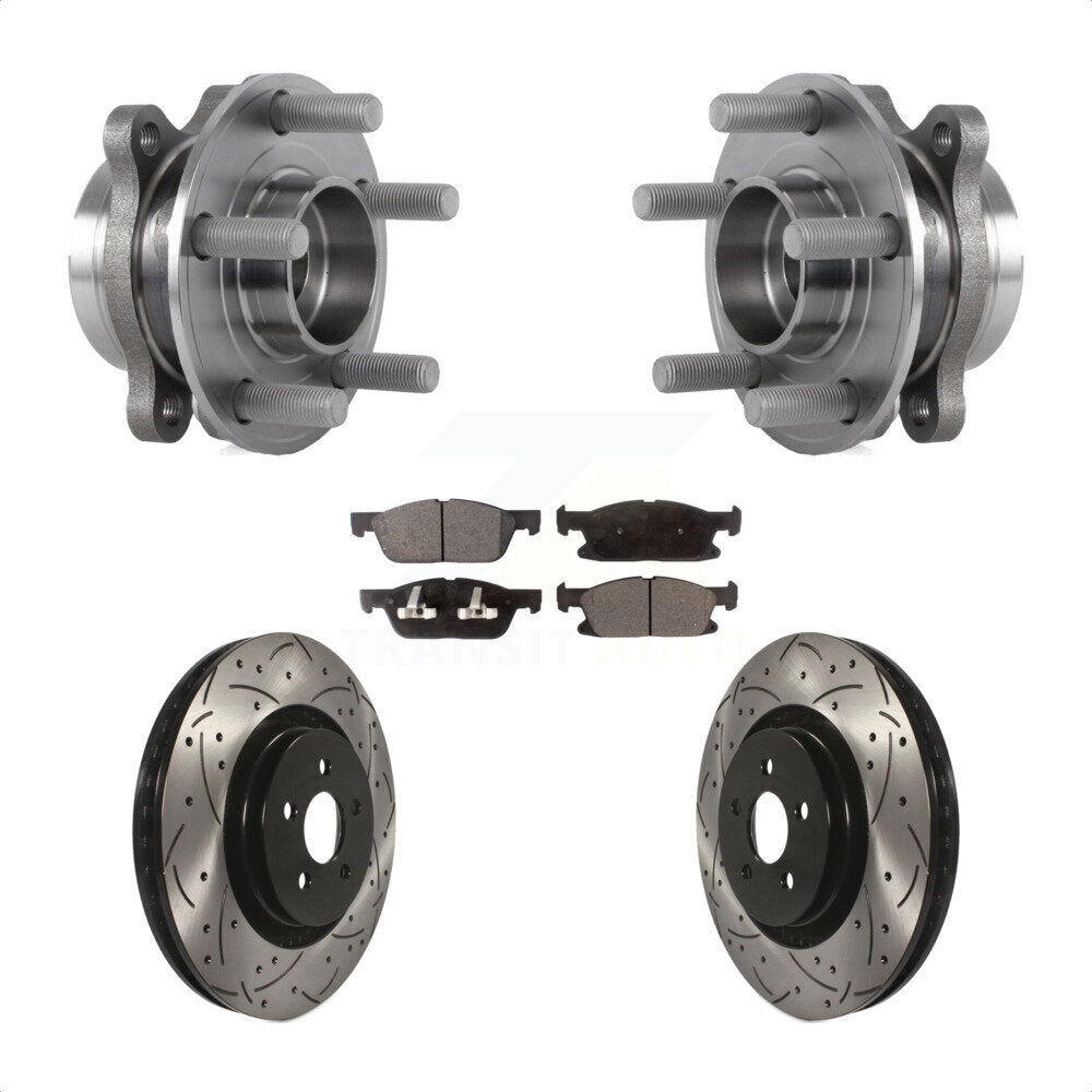 Hub Bearing Drill Slot Brake Rotor Pads Front Kit For Ford Edge Lincoln Nautilus