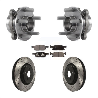 Hub Bearing Drill Slot Brake Rotor Pads Front Kit For Ford Edge Lincoln Nautilus
