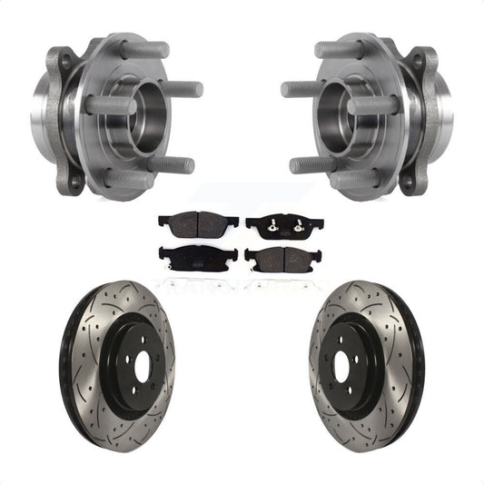 Hub Bearing Drilled Slot Brake Rotor & Pad Front Kit For Ford Fusion Lincoln MKZ