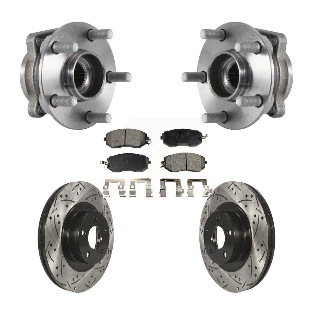 Hub Bearing Drilled Slot Brake Rotor Pad Front Kit For Subaru Forester Crosstrek