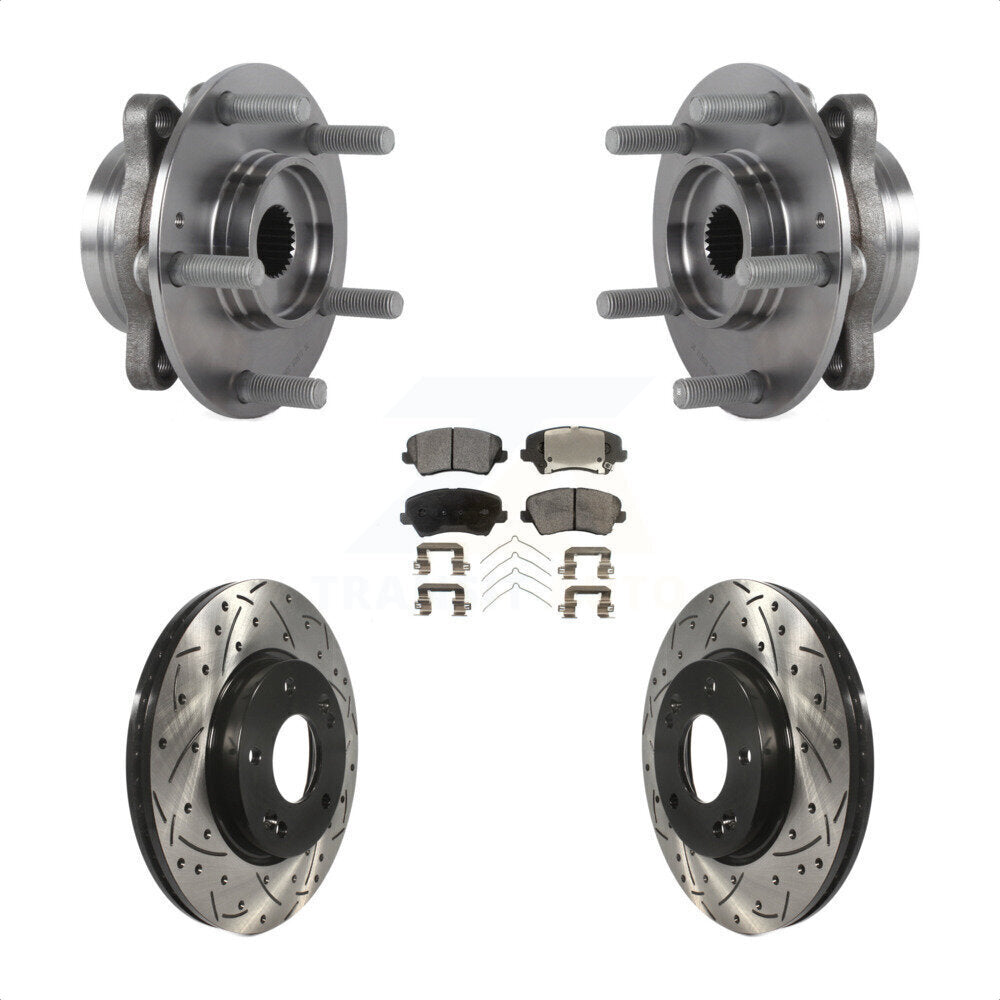 Hub Bearing Drill Slot Brake Rotor Pad Front Kit For Hyundai Veloster Elantra GT