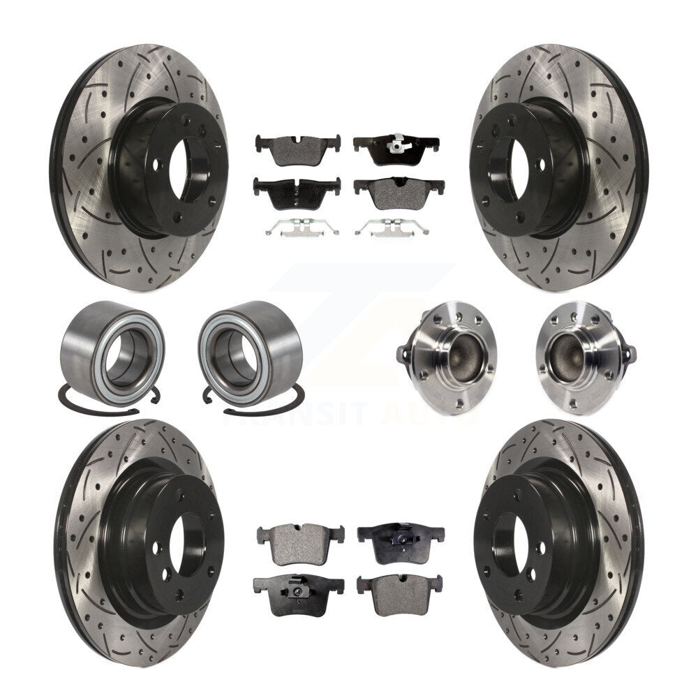 Hub Bearing Coated Brake Rotor Pads Shoe Front Rear Kit (10Pc) For BMW 320i 328d