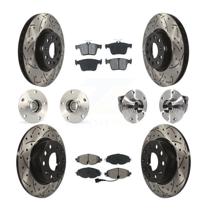 Hub Bearing Coated Brake Rotor & Pad Front Rear Kit (10Pc) For Audi A3 Sportback