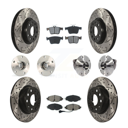 Hub Bearing Coated Brake Rotor & Pad Front Rear Kit (10Pc) For Audi A3 Sportback
