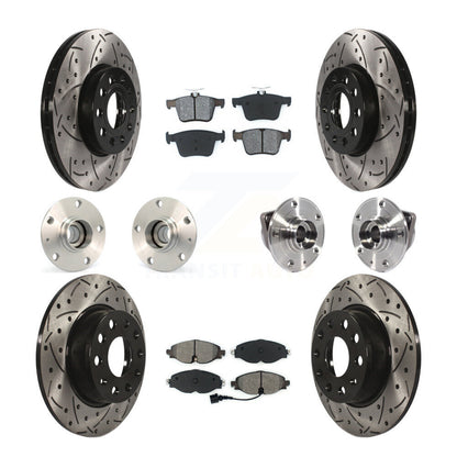 Hub Bearing Coated Brake Rotor & Pad Front Rear Kit (10Pc) For 2016 Audi A3 2.0L