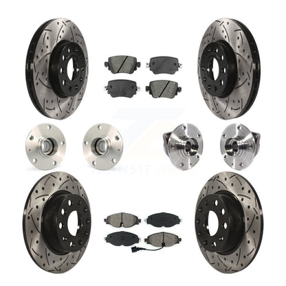 Hub Bearing Coated Brake Rotor And Pad Front Rear Kit (10Pc) For Volkswagen Golf