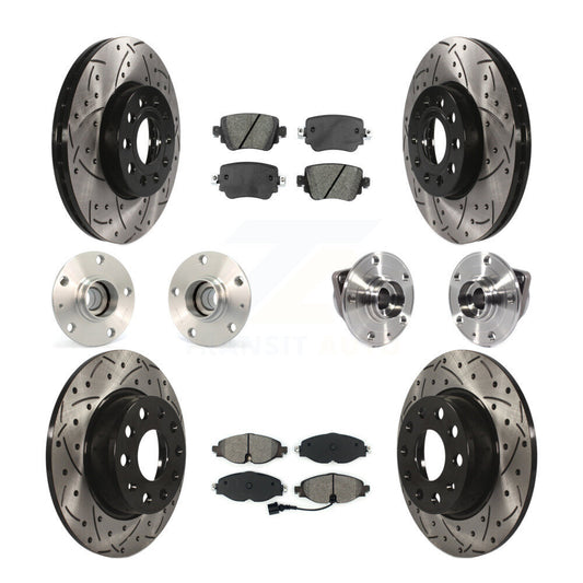 Hub Bearing Coated Brake Rotor And Pad Front Rear Kit (10Pc) For Volkswagen Golf