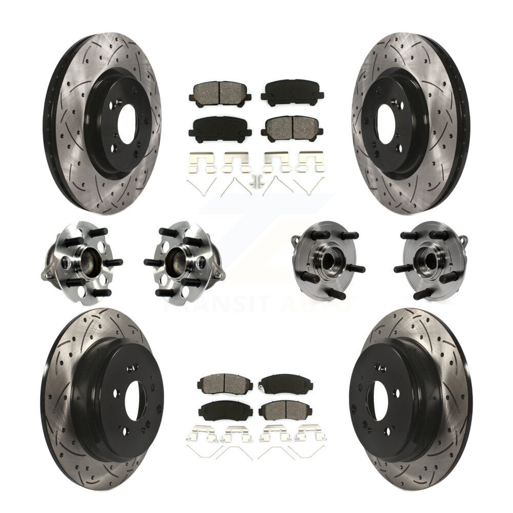 Hub Bearing Coated Brake Rotor Pad Front Rear Kit (10Pc) For 11-14 Honda Odyssey
