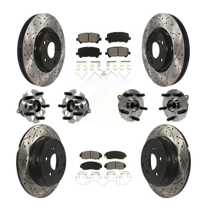 Hub Bearing Coated Brake Rotor Pad Front Rear Kit (10Pc) For 11-14 Honda Odyssey