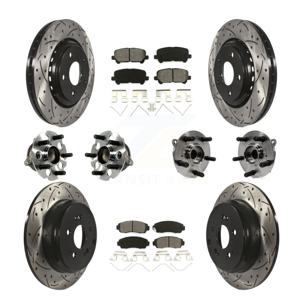 Hub Bearing Coated Brake Rotor Pad Front Rear Kit (10Pc) For 15-17 Honda Odyssey