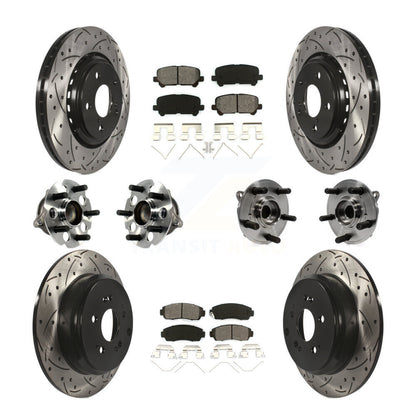 Hub Bearing Coated Brake Rotor Pad Front Rear Kit (10Pc) For 15-17 Honda Odyssey