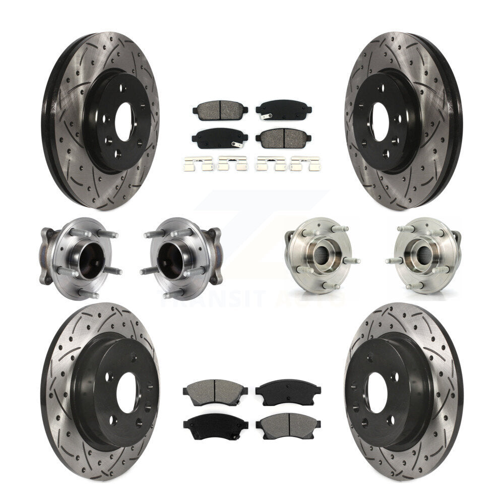 Hub Bearing Coated Brake Rotor And Pad Front Rear Kit (10Pc) For Chevrolet Cruze