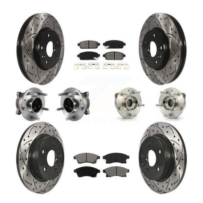 Hub Bearing Coated Brake Rotor And Pad Front Rear Kit (10Pc) For Chevrolet Cruze
