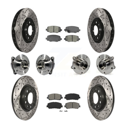 Hub Bearing Coated Brake Rotor & Pads Front Rear Kit (10Pc) For Chrysler 200 FWD