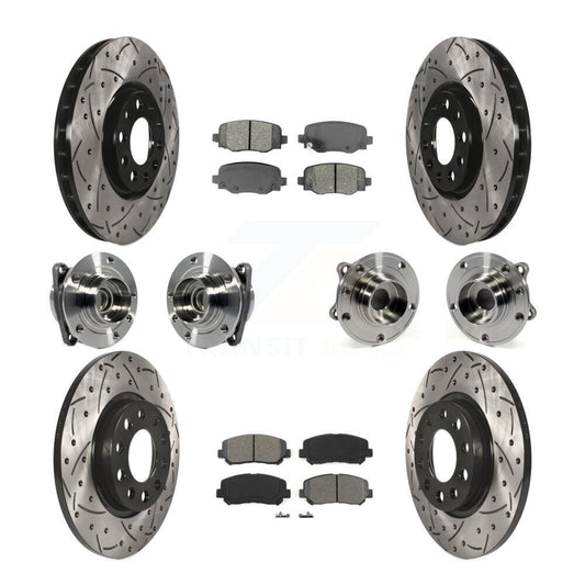 Hub Bearing Coated Brake Rotor & Pads Front Rear Kit (10Pc) For Chrysler 200 FWD