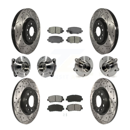 Hub Bearing Coated Brake Rotor & Pads Front Rear Kit (10Pc) For Chrysler 200 FWD