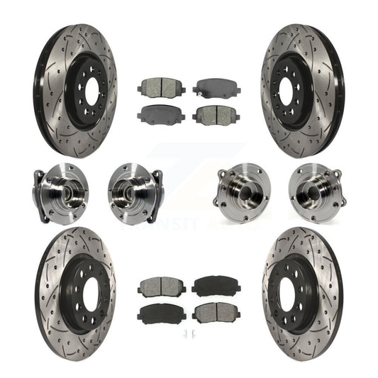 Hub Bearing Coated Brake Rotor & Pads Front Rear Kit (10Pc) For Chrysler 200 FWD